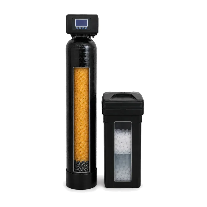 Whole-home water softener with brine tank
